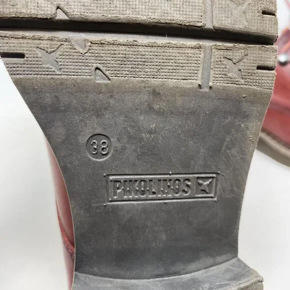 Pikolinos Shoes Womens Size 7.5 US Red Leather Oxford Lace Up Chunky Sole - Picture 13 of 14